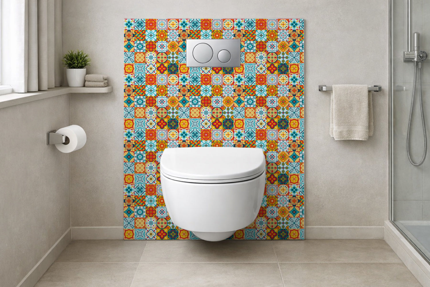 Toilettenrückwand Patchwork