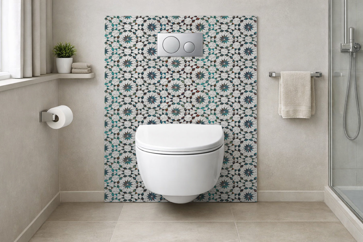 Toilettenrückwand Patchwork