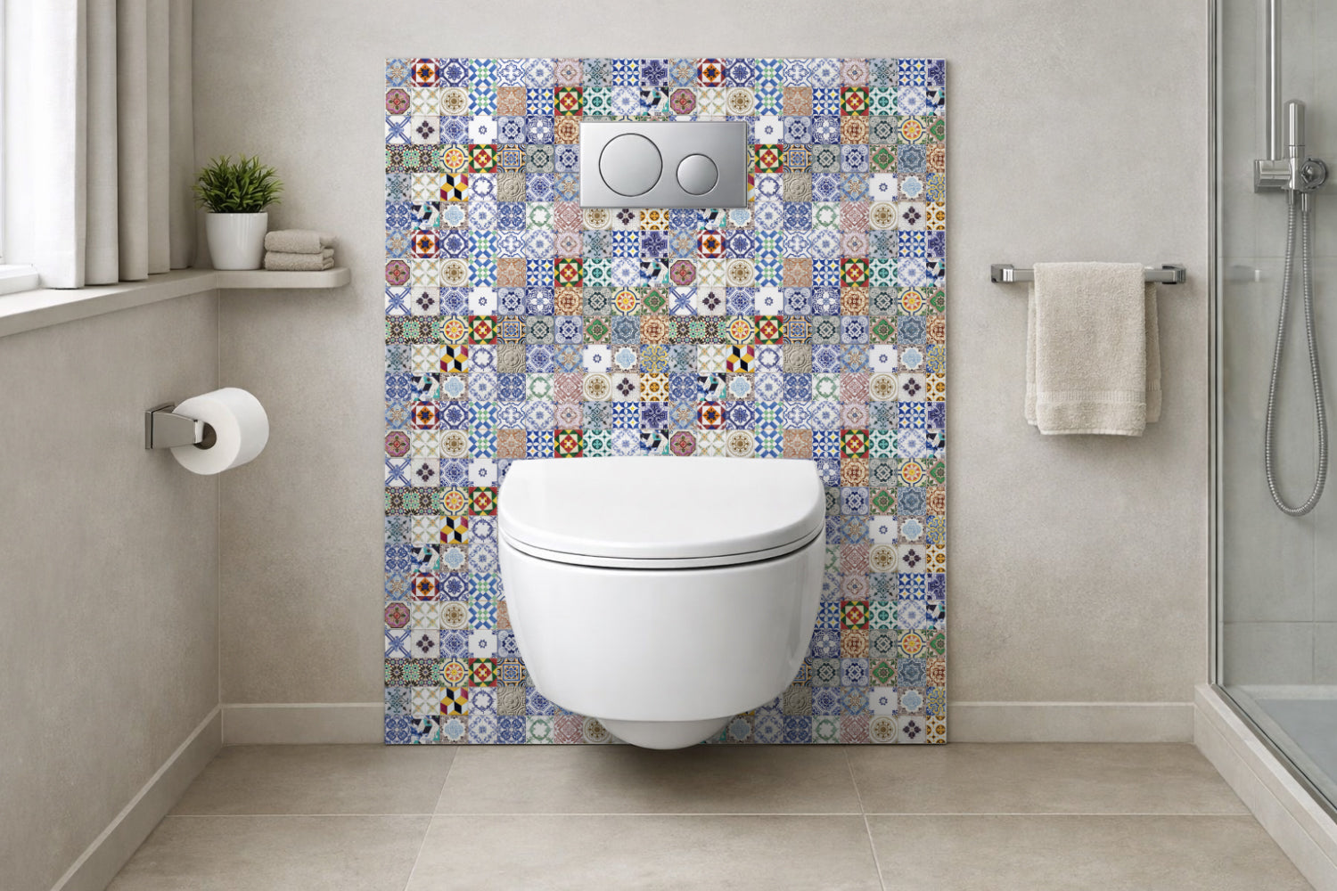 Toilettenrückwand Patchwork