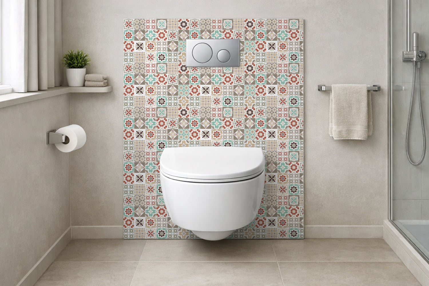 Toilettenrückwand Patchwork
