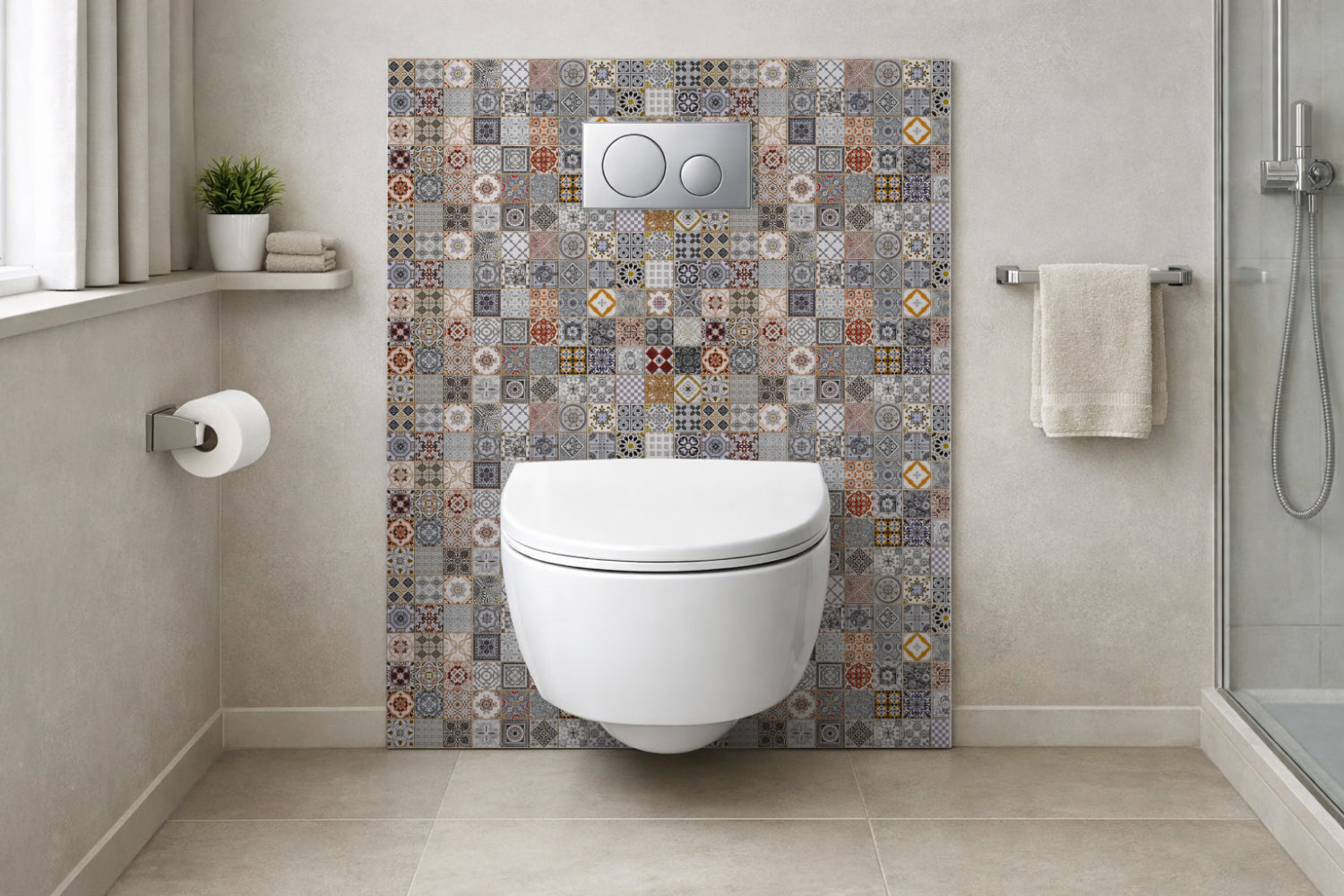 Toilettenrückwand Patchwork