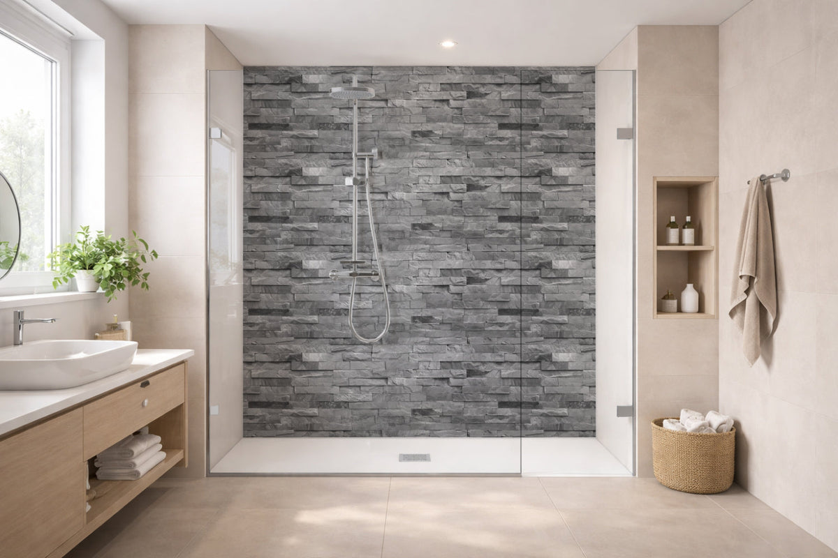 Toilettenrückwand Steinoptik