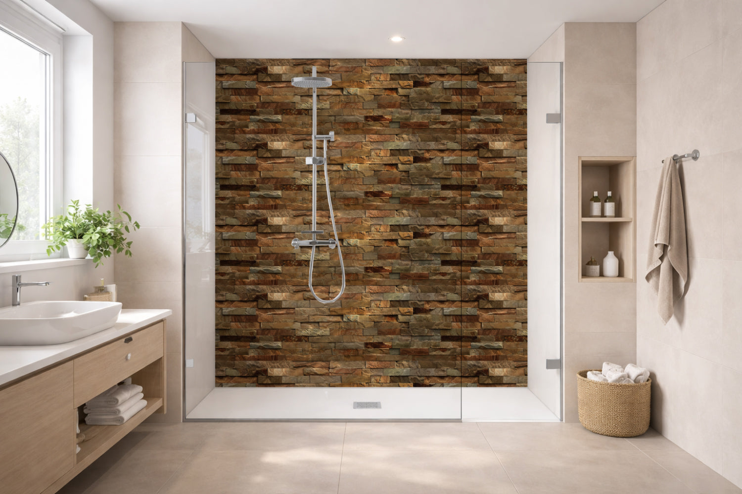 Toilettenrückwand Steinoptik