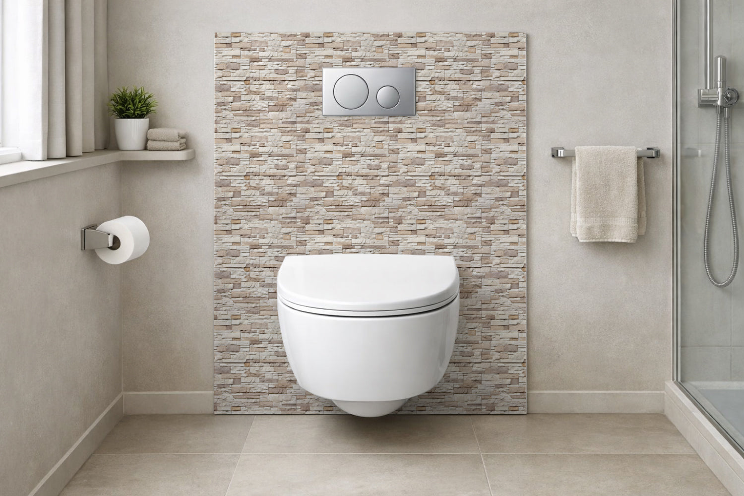 Toilettenrückwand Steinoptik