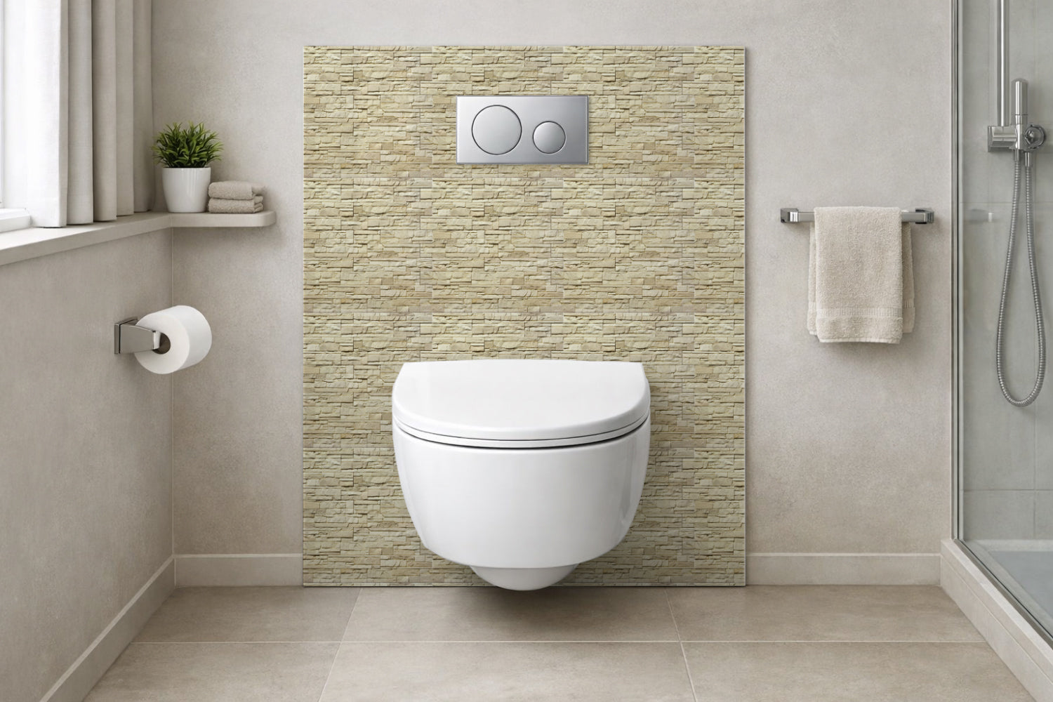 Toilettenrückwand Steinoptik