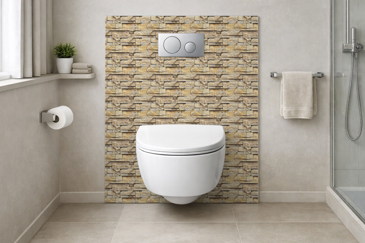 Toilettenrückwand Steinoptik