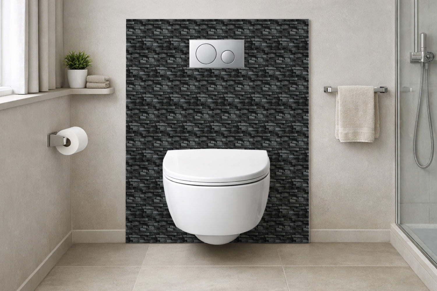 Toilettenrückwand Steinoptik