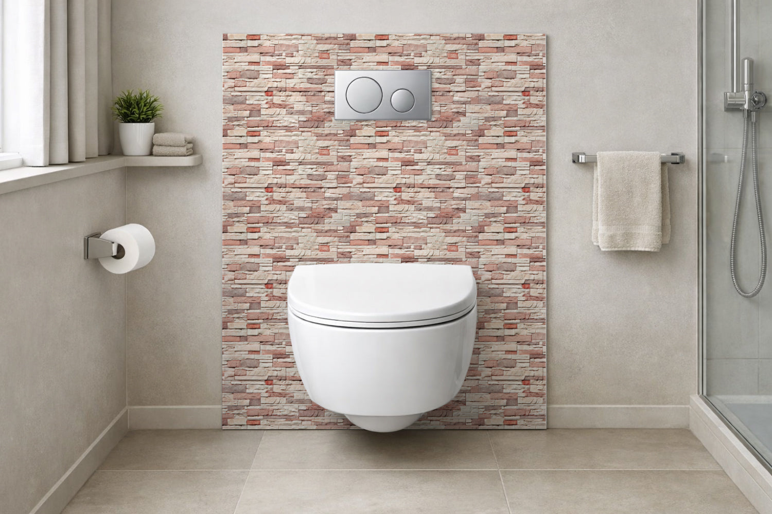 Toilettenrückwand Steinoptik