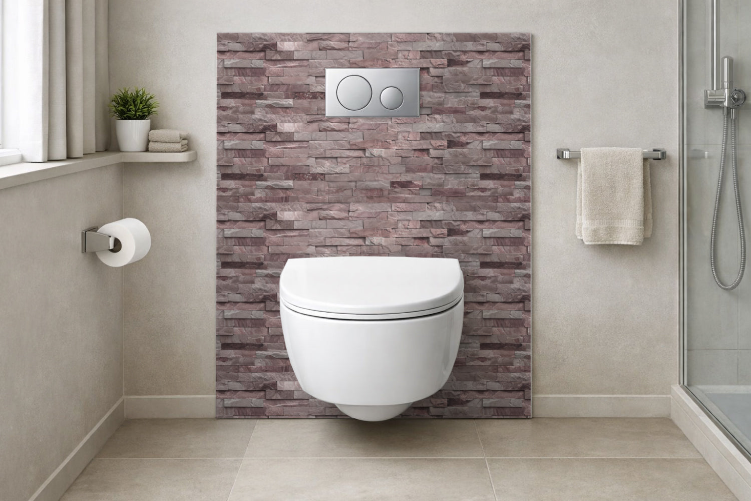 Toilettenrückwand Steinoptik