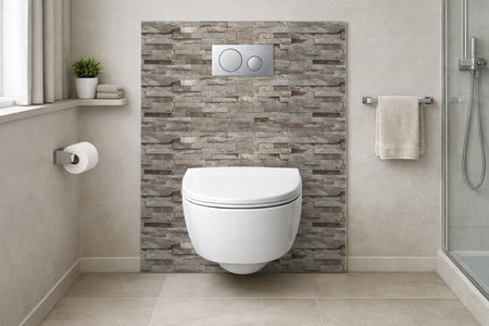 Toilettenrückwand Steinoptik