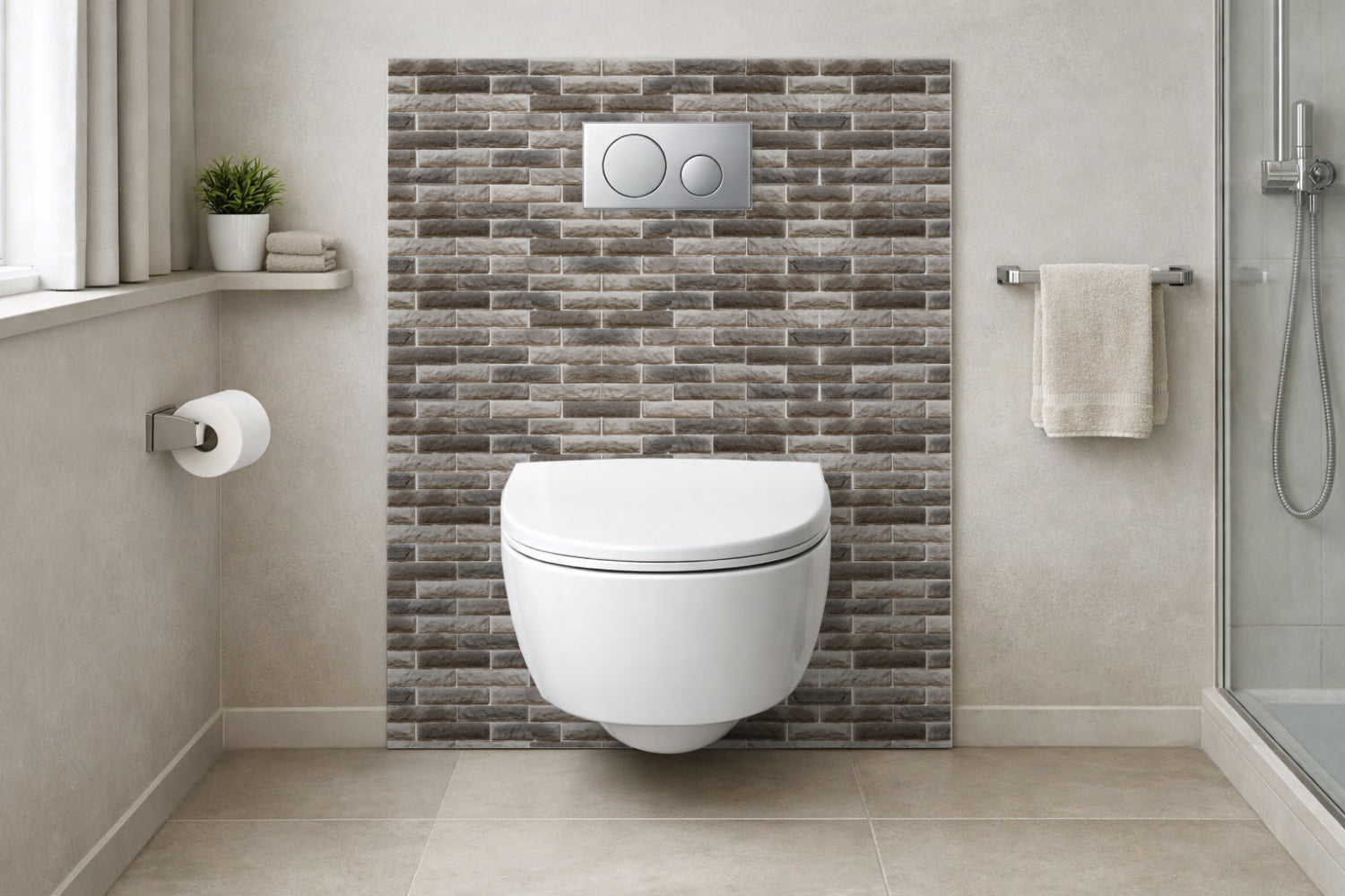 Toilettenrückwand Steinoptik