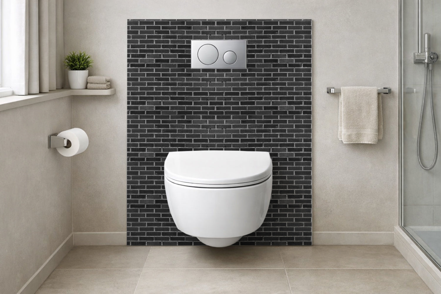 Toilettenrückwand Steinoptik