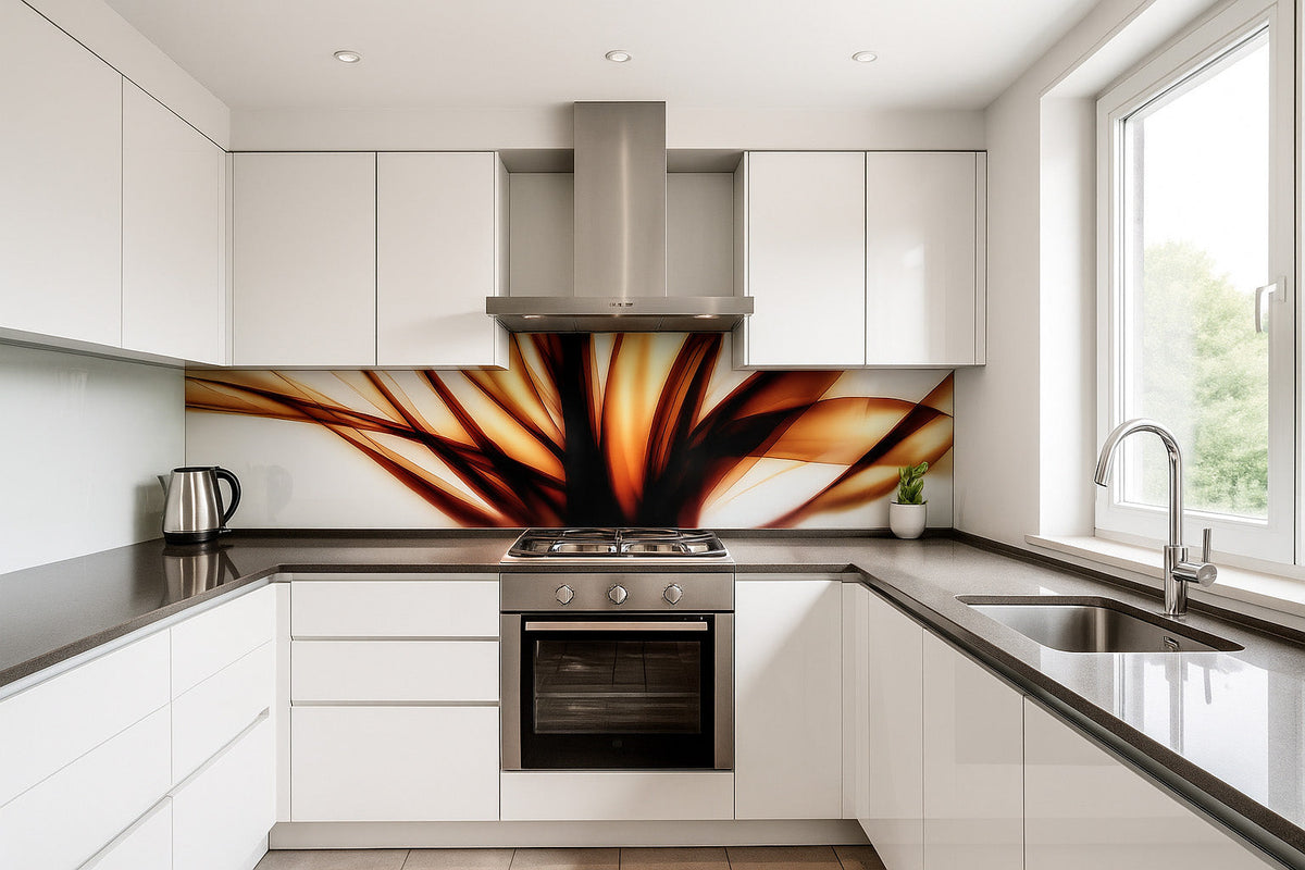 Küchenrückwand modern – Abstraktes Linienmotiv