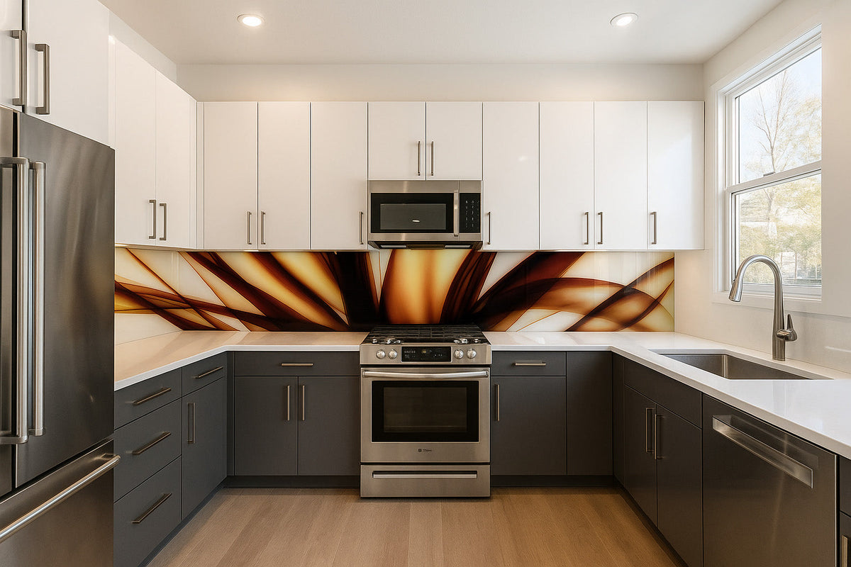 Küchenrückwand modern – Abstraktes Linienmotiv