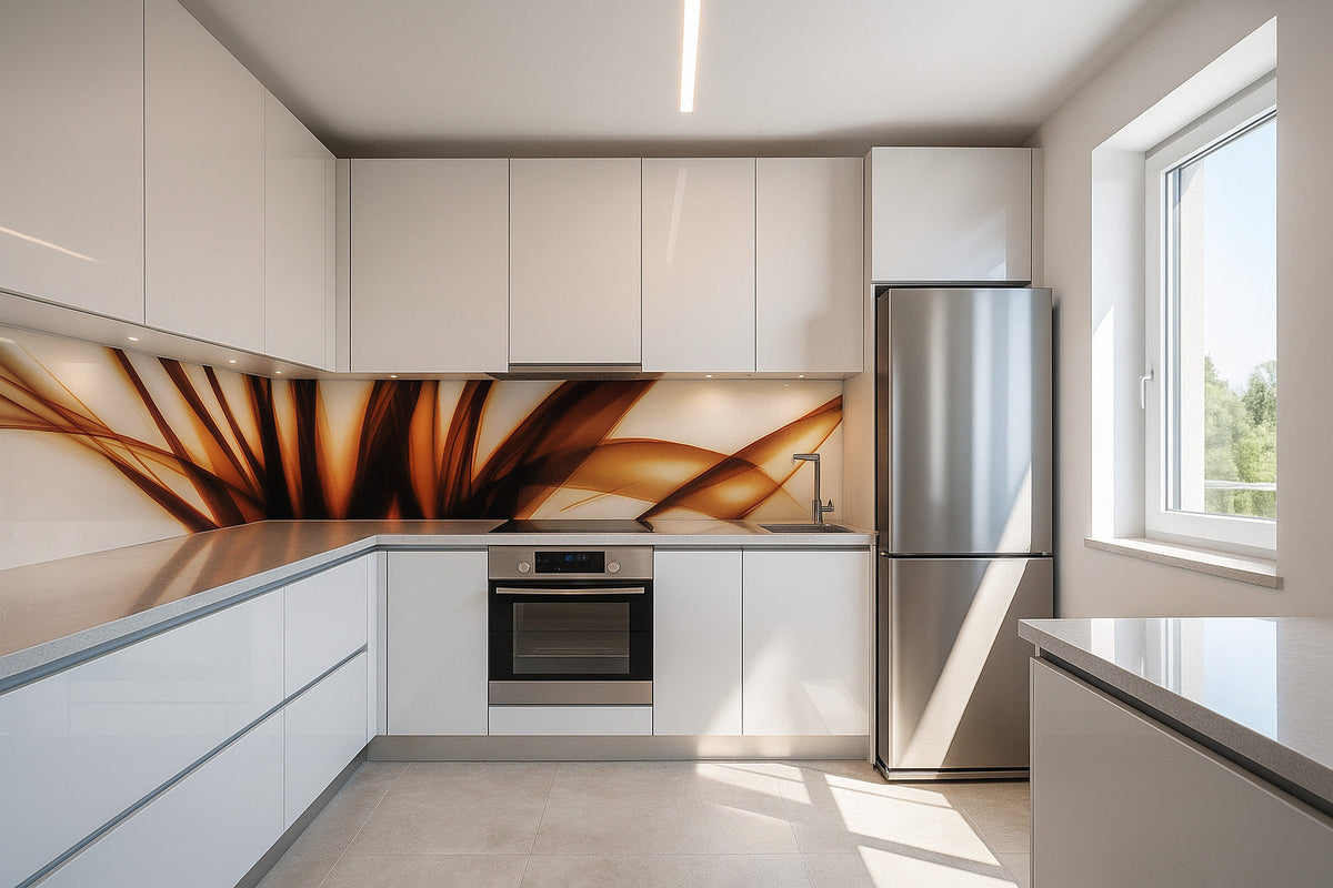 Küchenrückwand modern – Abstraktes Linienmotiv