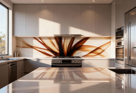 Küchenrückwand modern – Abstraktes Linienmotiv