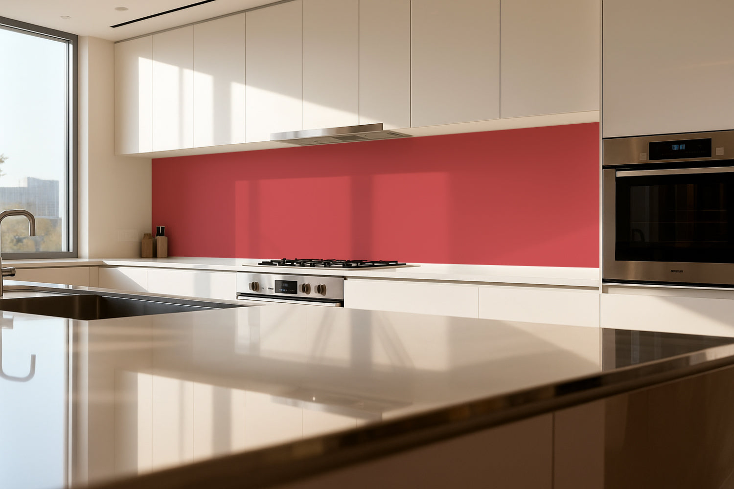 Spritzschutz Küche Einfarbig RAL 3018 Erdbeerrot