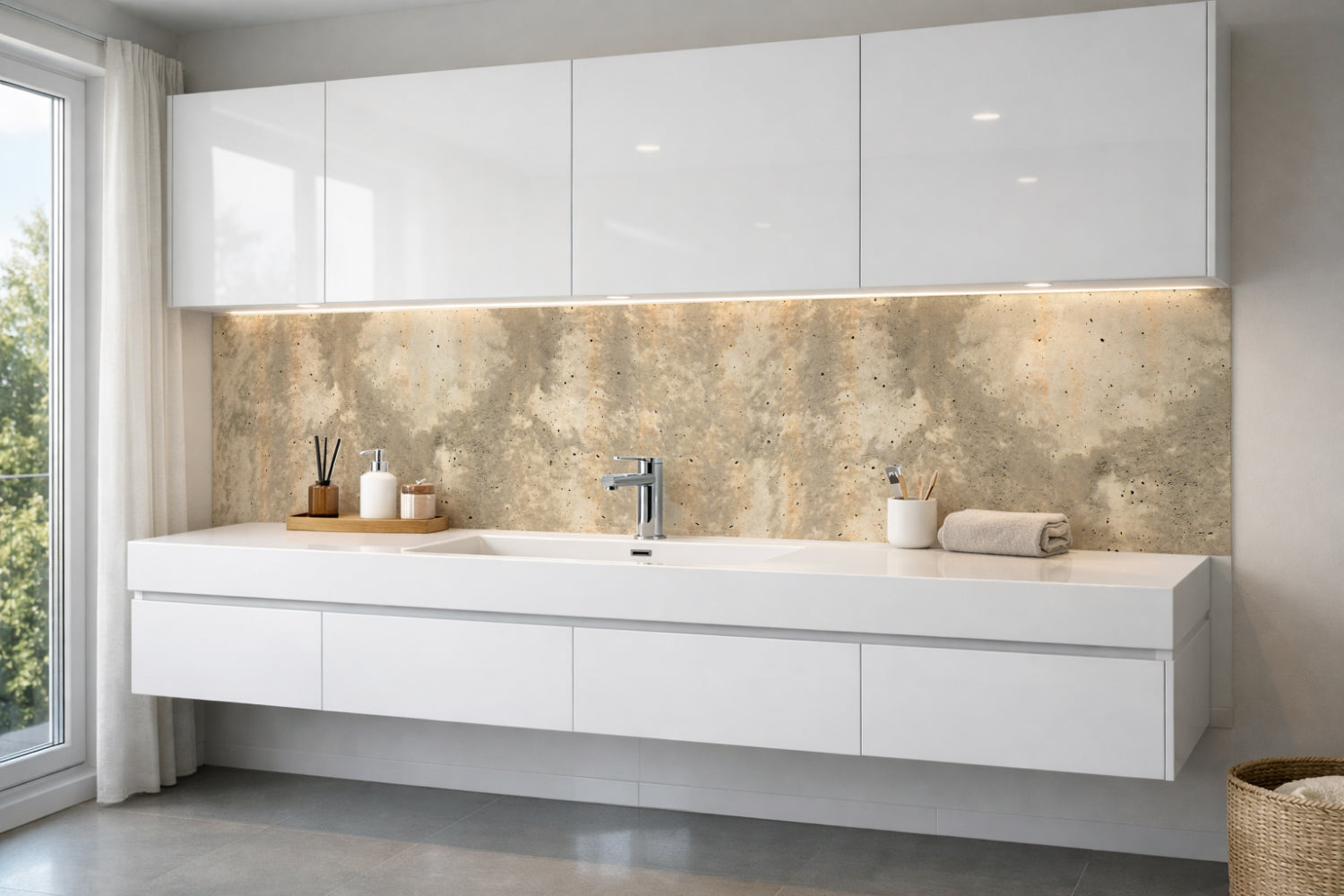 Waschbeckenrückwand Betonoptik