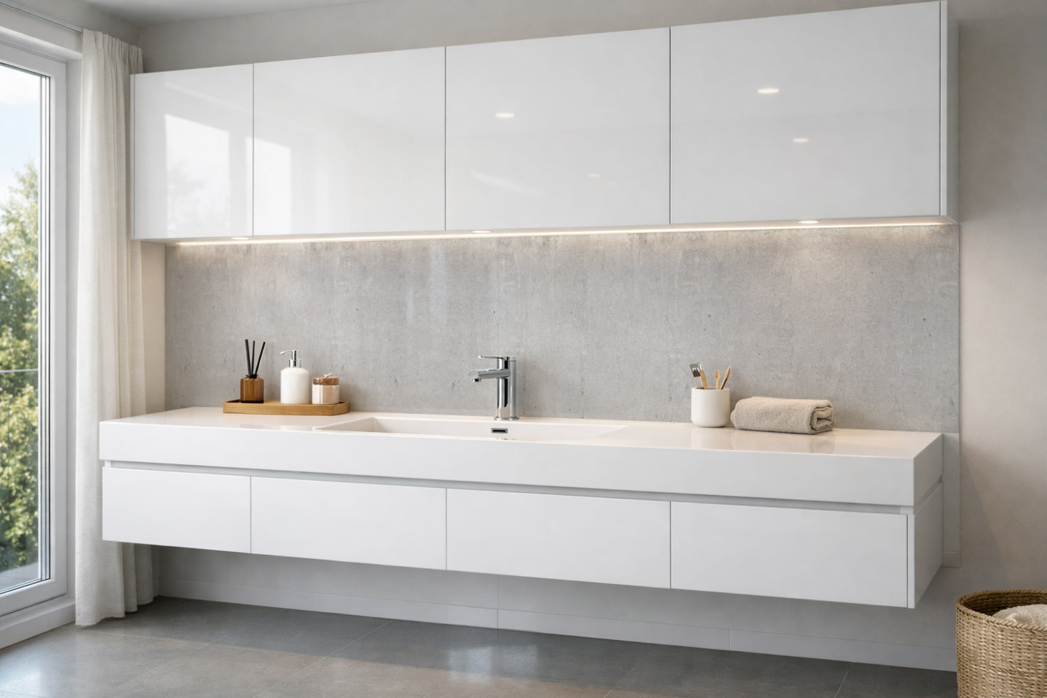 Waschbeckenrückwand Betonoptik