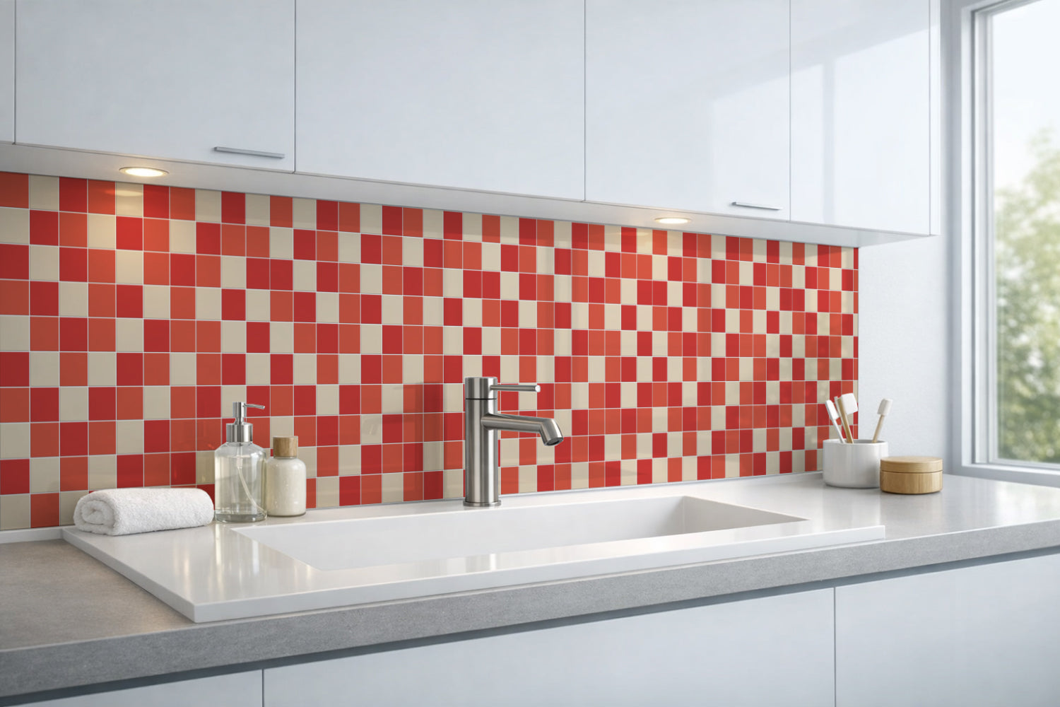 Waschbeckenrückwand Fliesenoptik