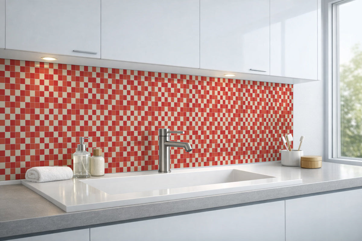 Waschbeckenrückwand Fliesenoptik