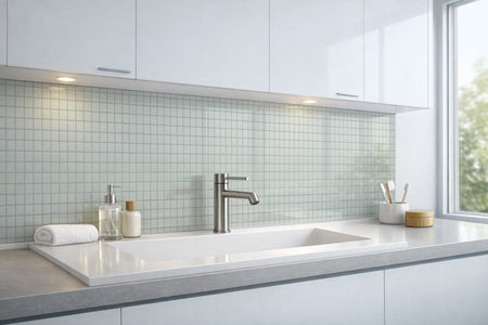 Waschbeckenrückwand Fliesenoptik
