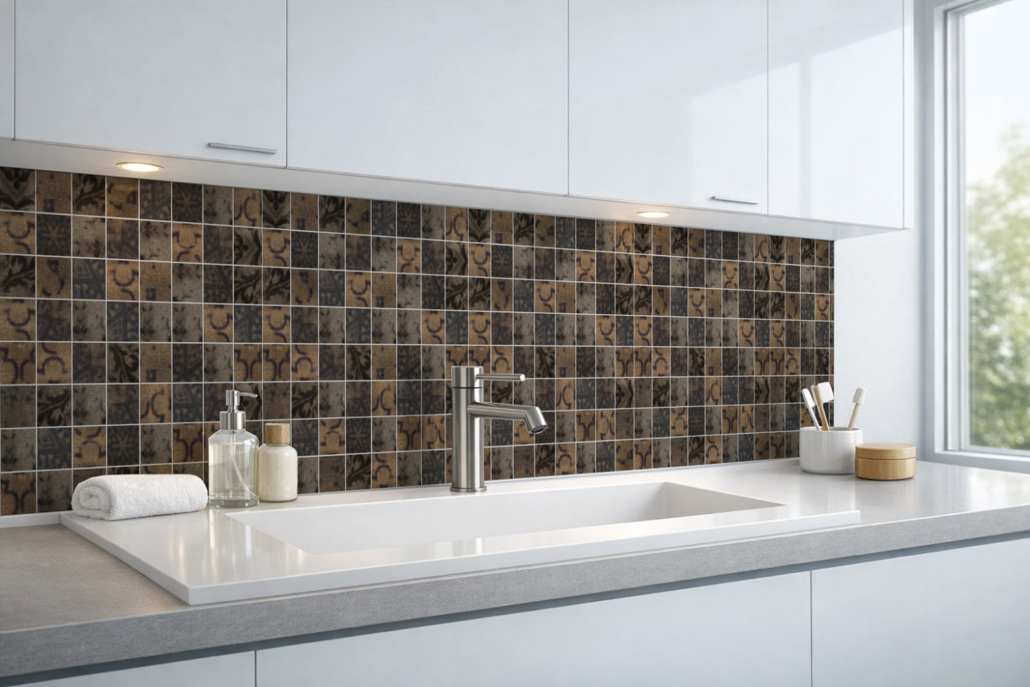 Waschbeckenrückwand Fliesenoptik