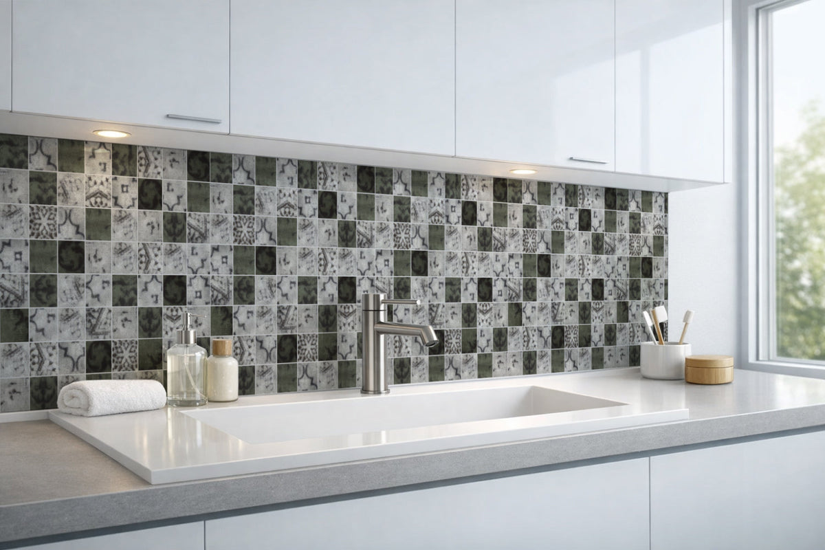 Waschbeckenrückwand Fliesenoptik