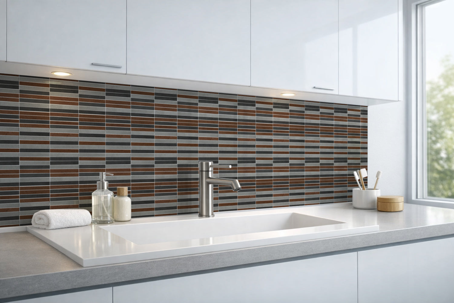 Waschbeckenrückwand Fliesenoptik