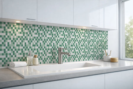 Waschbeckenrückwand Fliesenoptik