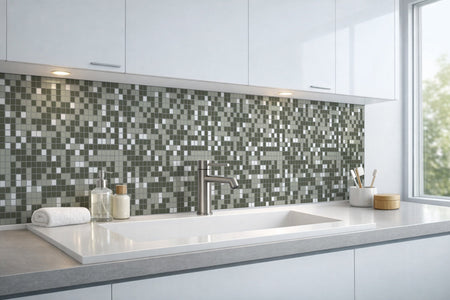 Waschbeckenrückwand Fliesenoptik