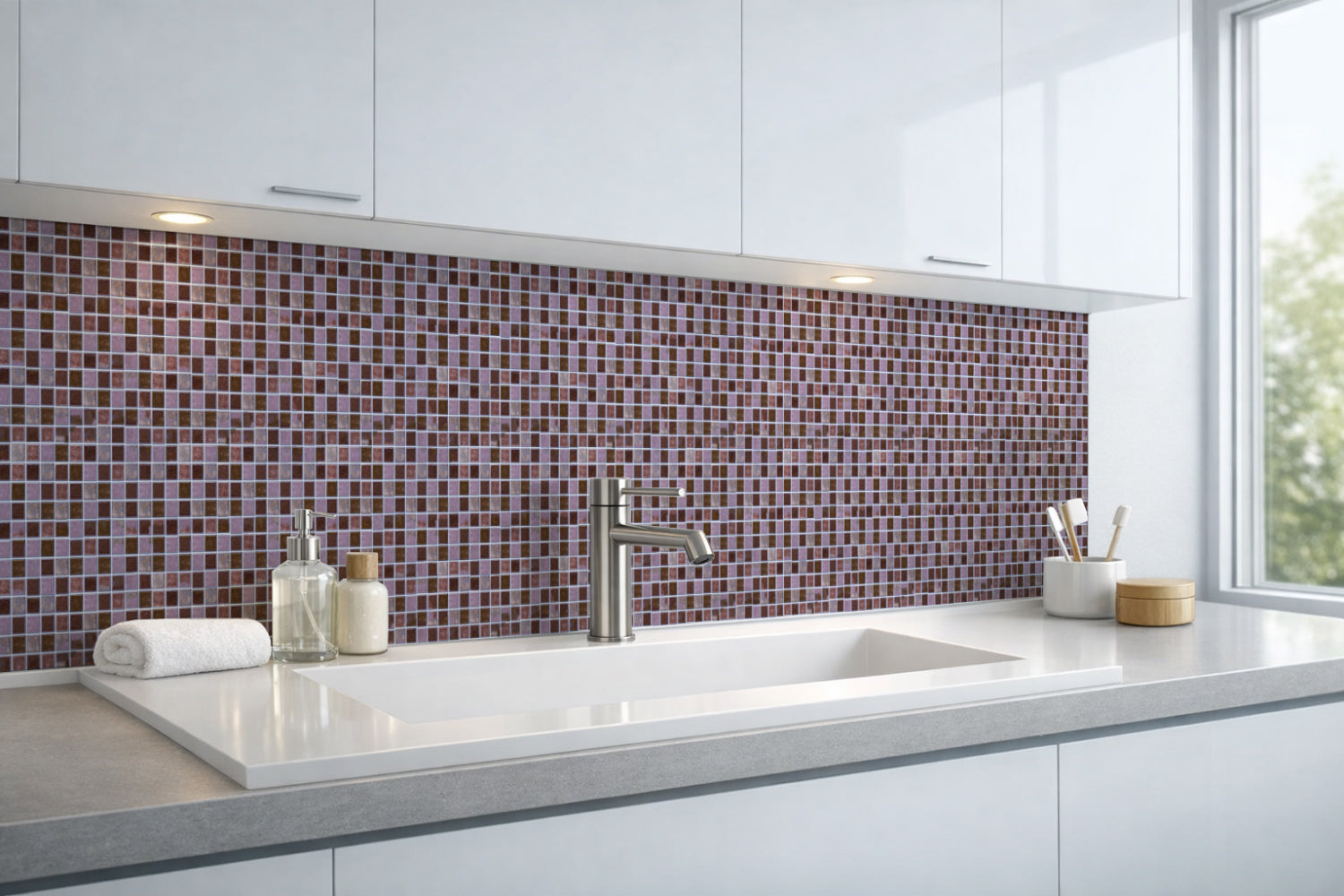 Waschbeckenrückwand Fliesenoptik