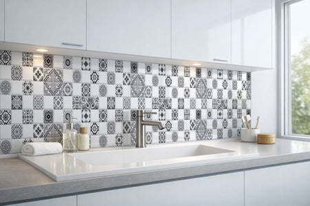 Waschbeckenrückwand Fliesenoptik