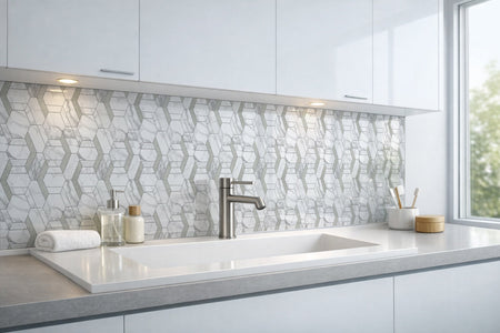Waschbeckenrückwand Fliesenoptik