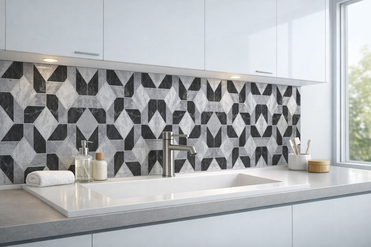 Waschbeckenrückwand Fliesenoptik