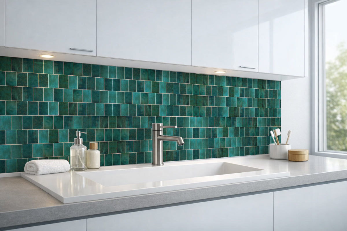 Waschbeckenrückwand Fliesenoptik
