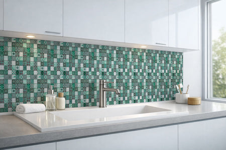 Waschbeckenrückwand Fliesenoptik