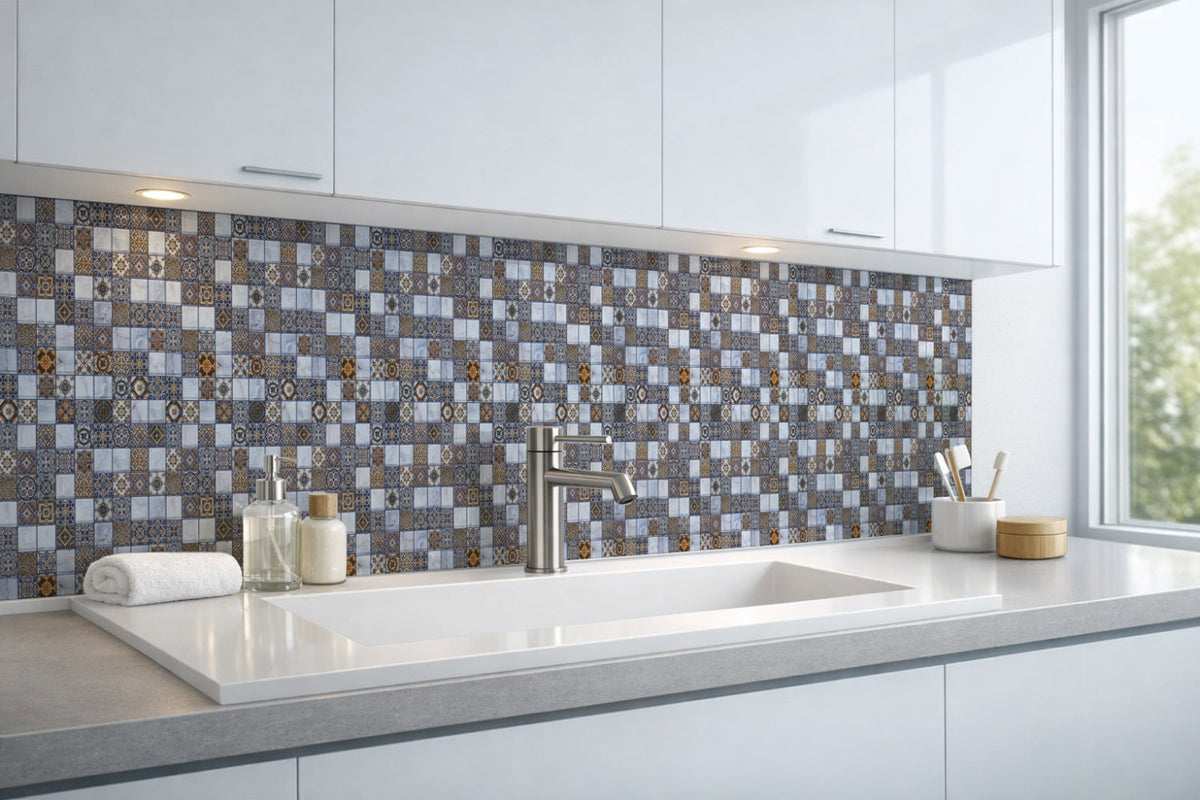 Waschbeckenrückwand Fliesenoptik