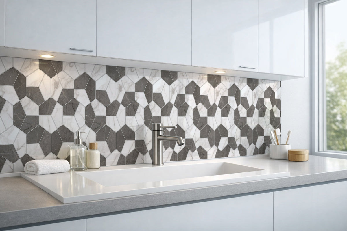 Waschbeckenrückwand Fliesenoptik