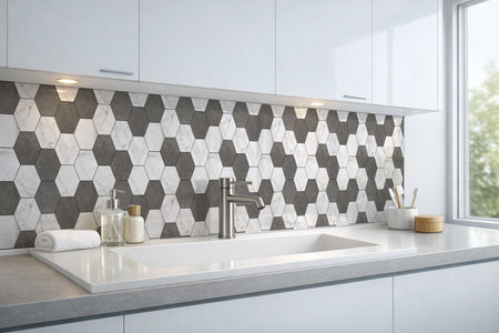 Waschbeckenrückwand Fliesenoptik