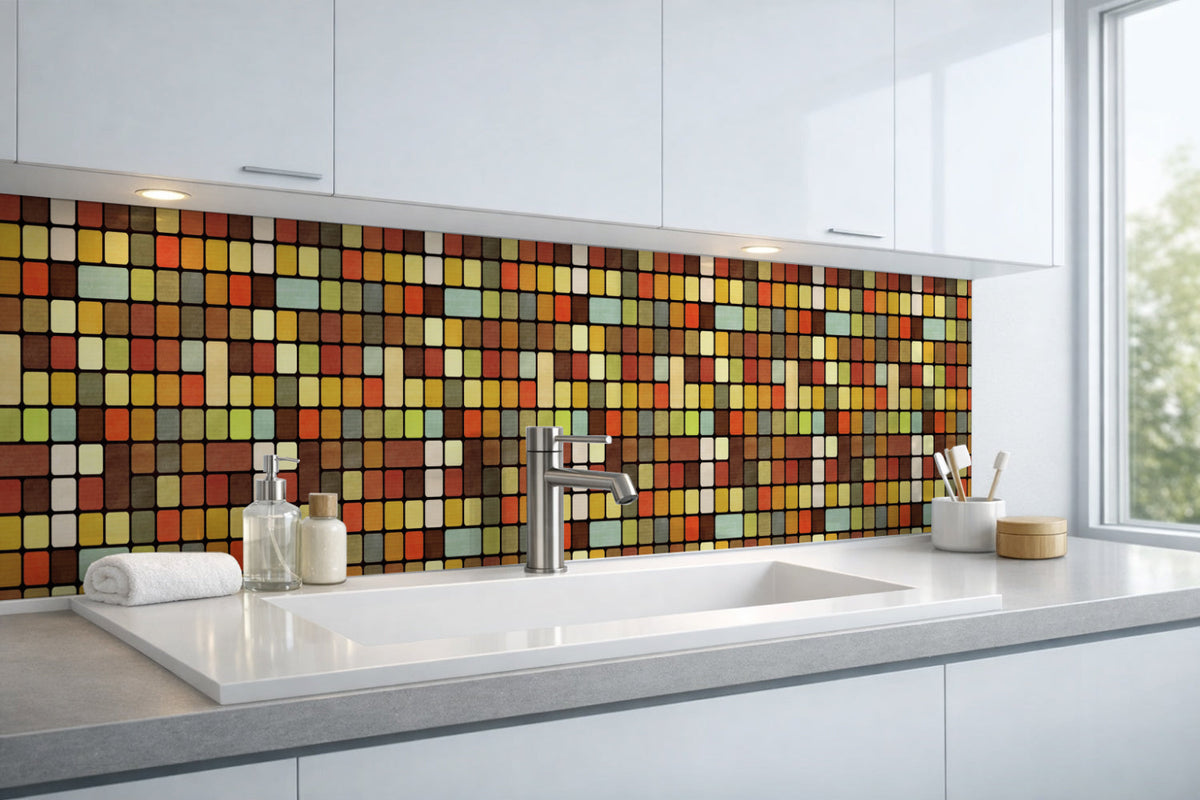 Waschbeckenrückwand Fliesenoptik