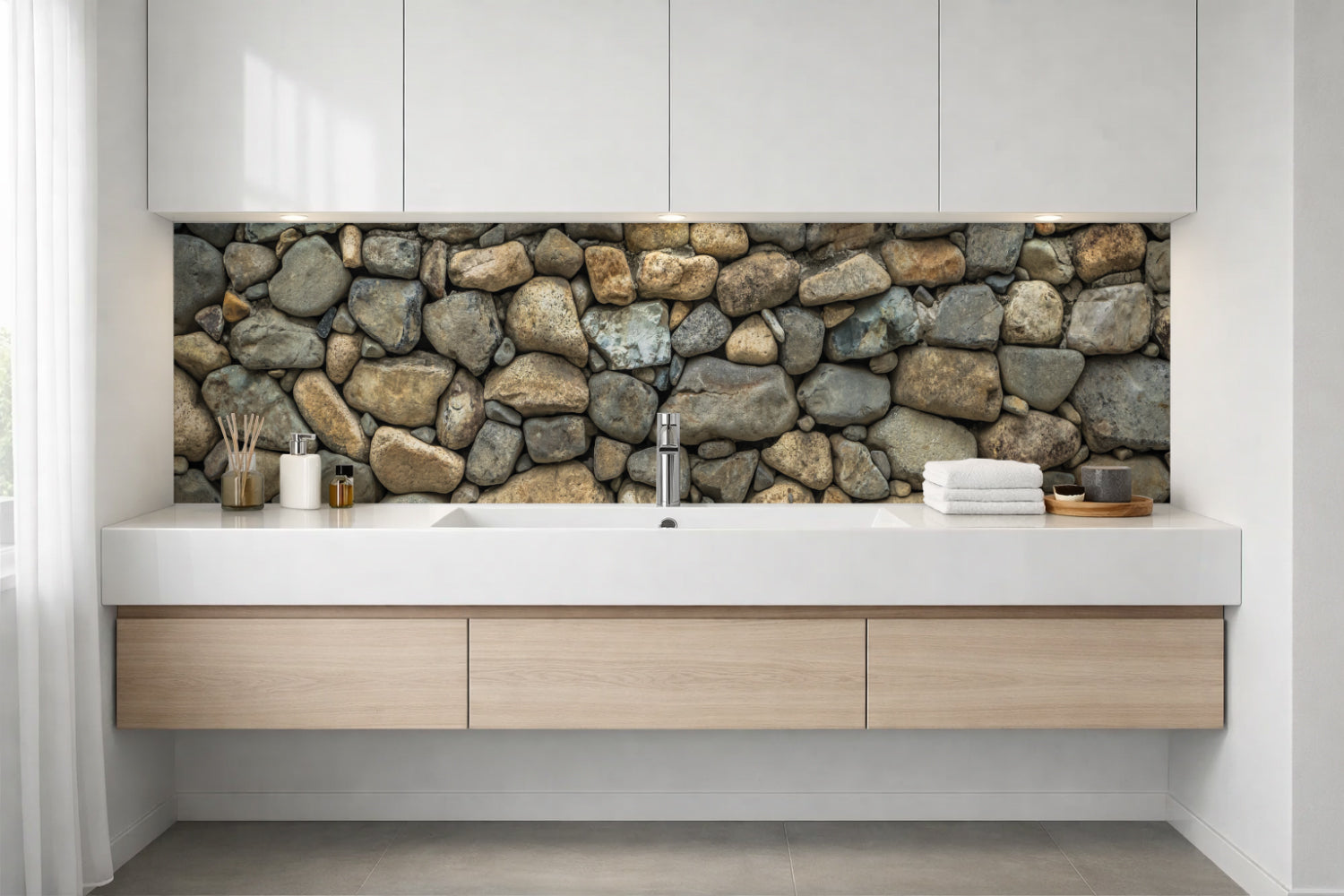 Waschbeckenrückwand Steinoptik