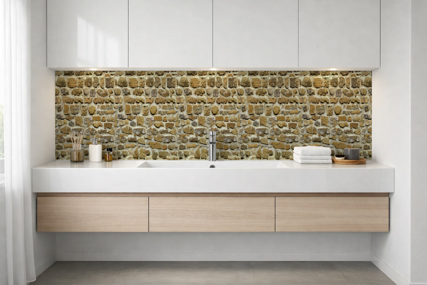 Waschbeckenrückwand Steinoptik