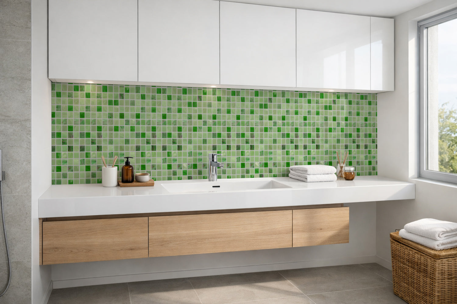 Waschbeckenrückwand Fliesenoptik