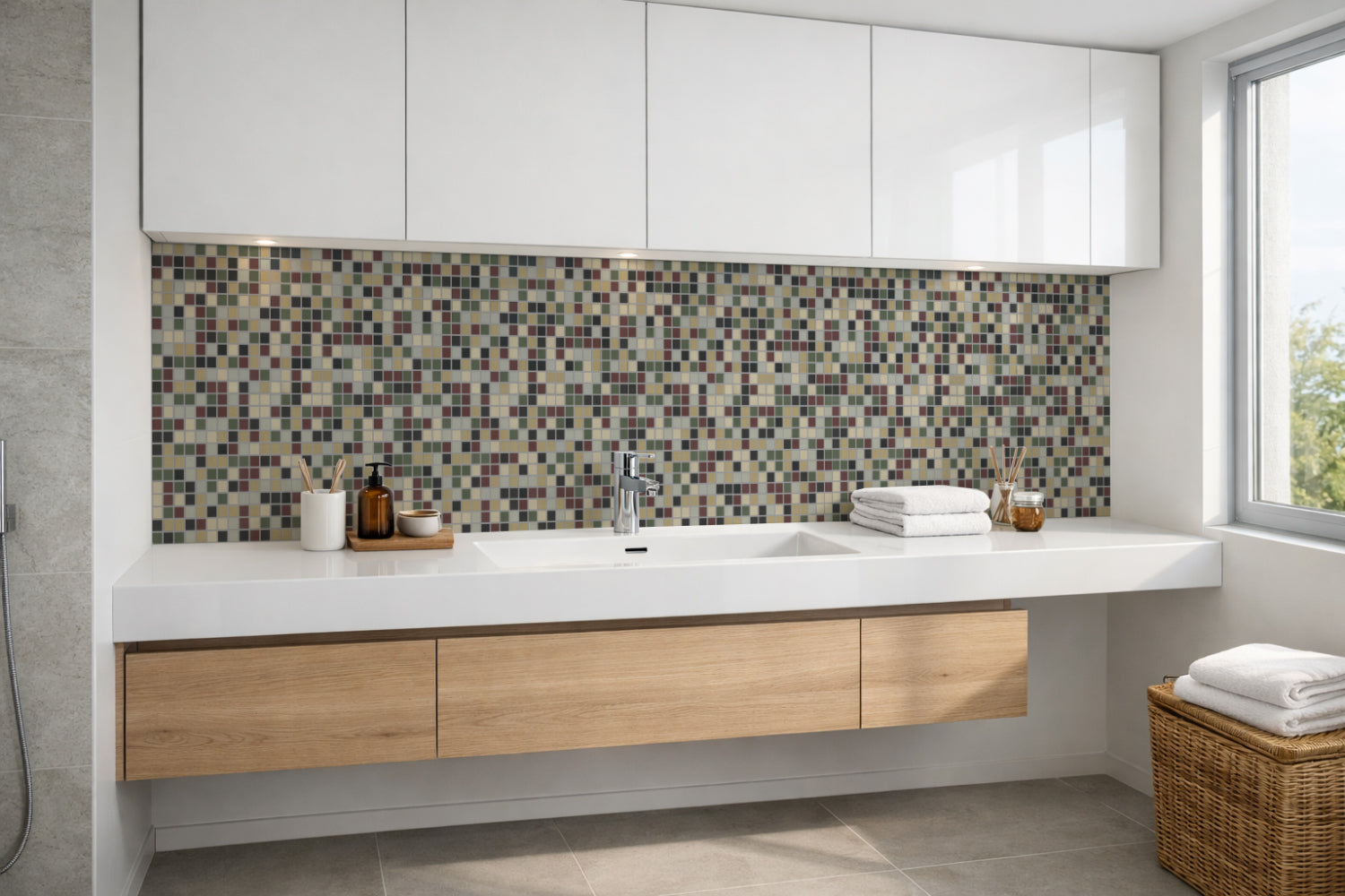 Waschbeckenrückwand Fliesenoptik