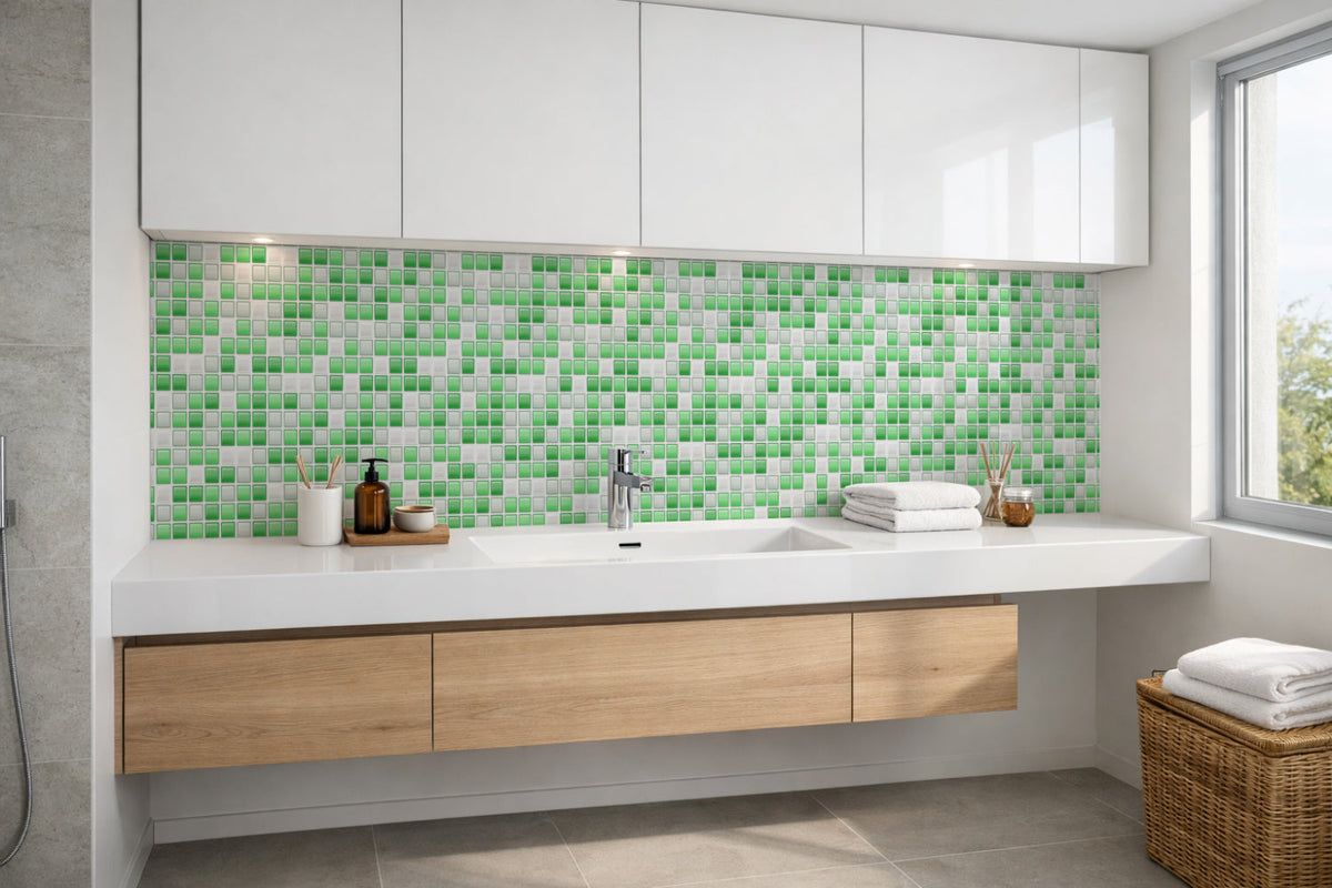 Waschbeckenrückwand Fliesenoptik
