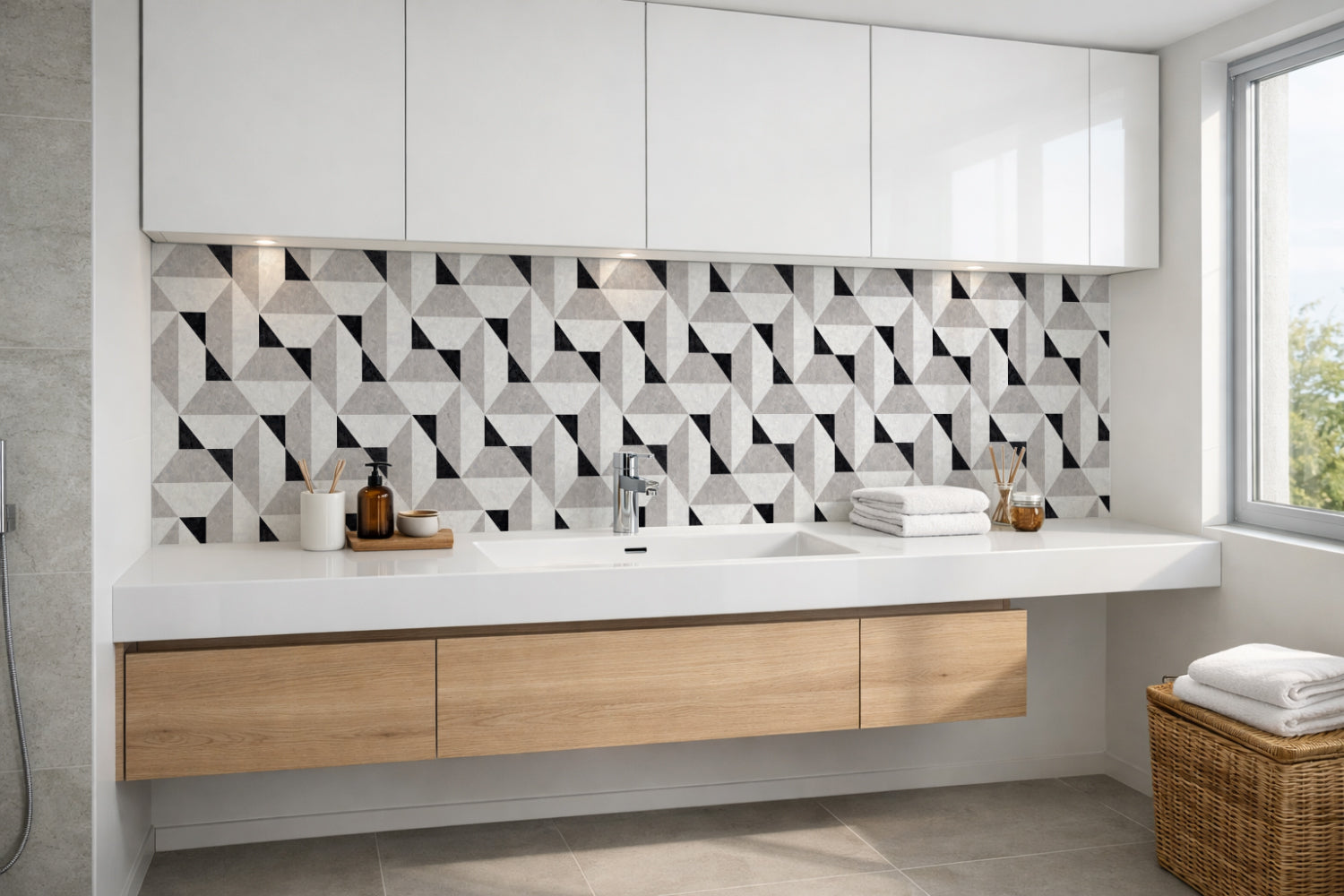 Waschbeckenrückwand Fliesenoptik