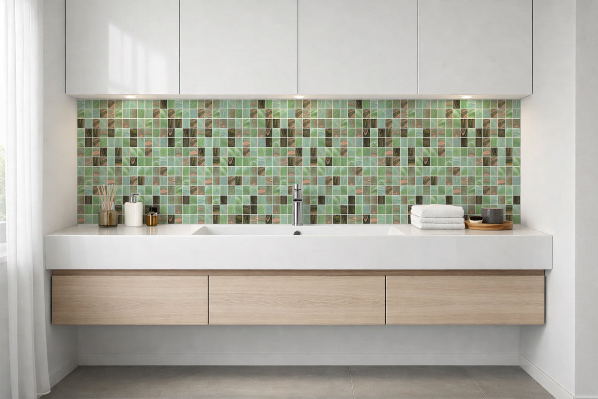 Waschbeckenrückwand Fliesenoptik