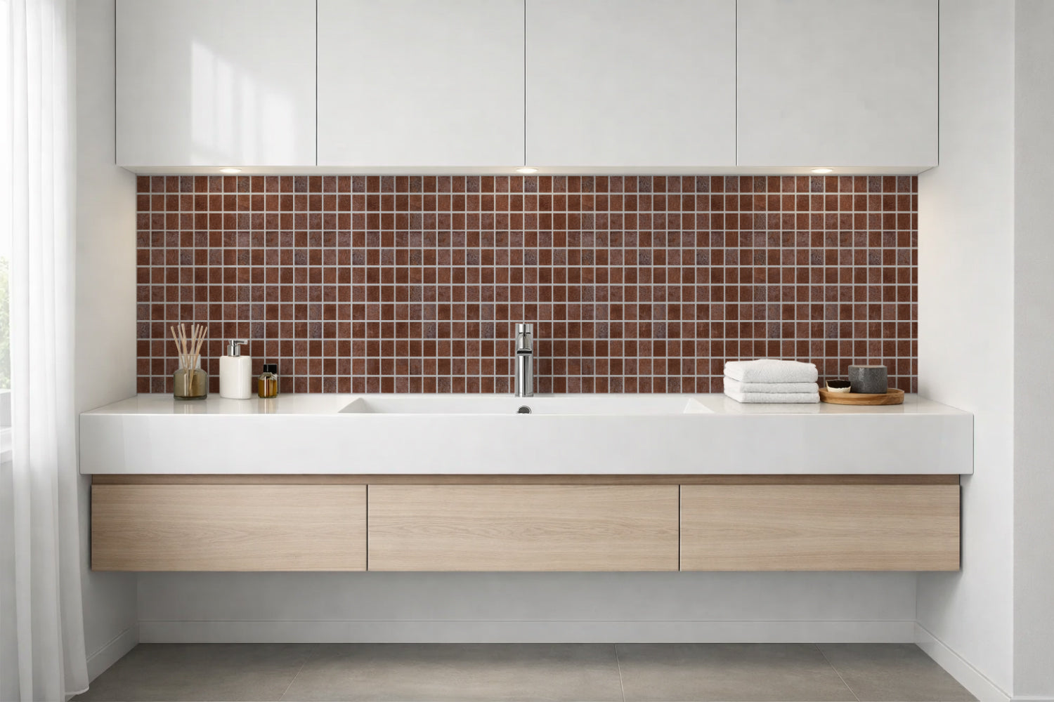 Waschbeckenrückwand Fliesenoptik