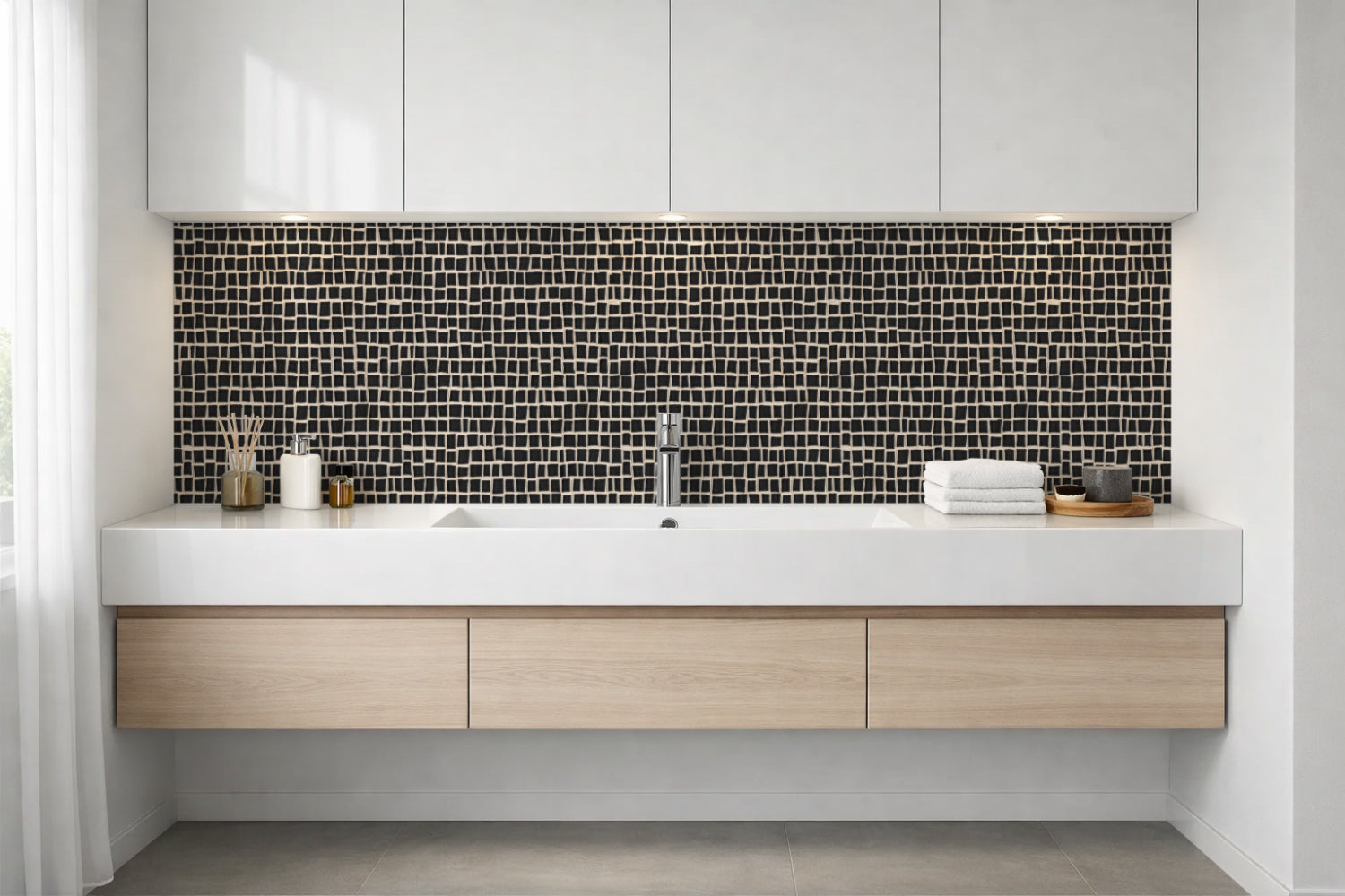Waschbeckenrückwand Fliesenoptik